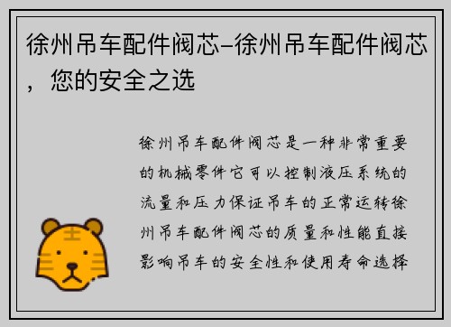 徐州吊车配件阀芯-徐州吊车配件阀芯，您的安全之选