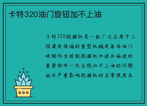 卡特320油门旋钮加不上油