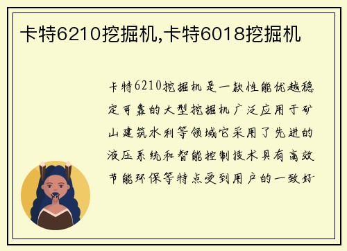 卡特6210挖掘机,卡特6018挖掘机
